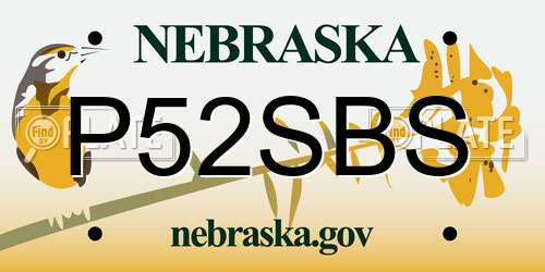 P52SBS Nebraska License Plate