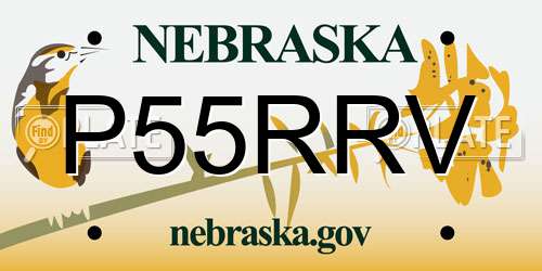 P55RRV Nebraska License Plate