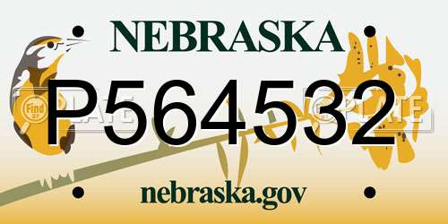 P564532 Nebraska License Plate