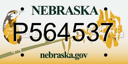 P564537 Nebraska License Plate