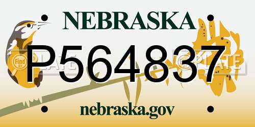 P564837 Nebraska License Plate