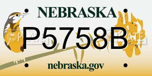 P5758B Nebraska License Plate