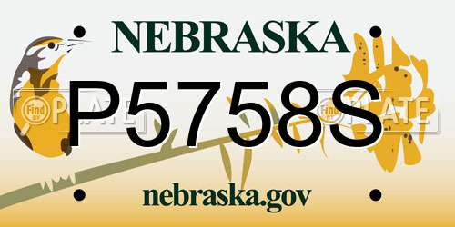 P5758S Nebraska License Plate