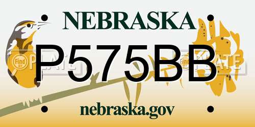 P575BB Nebraska License Plate