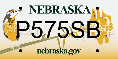 P575SB Nebraska License Plate