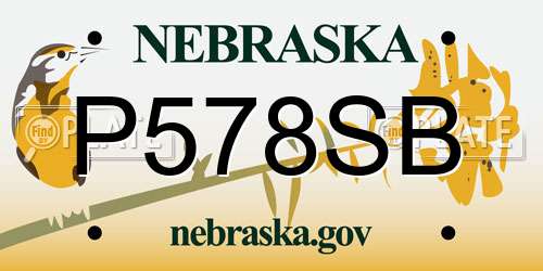P578SB Nebraska License Plate