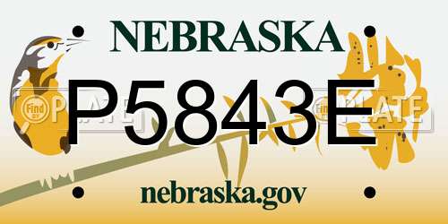 P5843E Nebraska License Plate