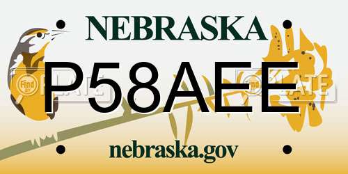 P58AEE Nebraska License Plate