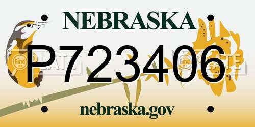 P723406 Nebraska License Plate