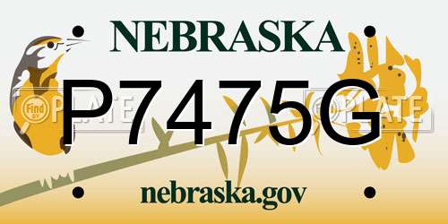 P7475G Nebraska License Plate