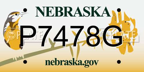 P7478G Nebraska License Plate