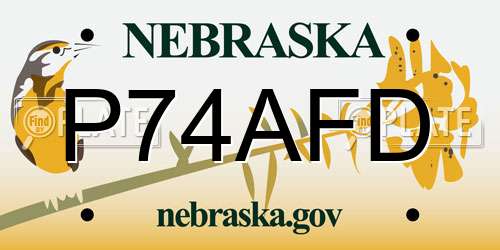 P74AFD Nebraska License Plate