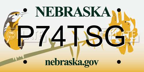 P74TSG Nebraska License Plate