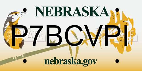 P7BCVPI Nebraska License Plate