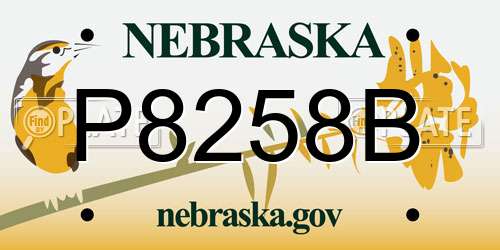 P8258B Nebraska License Plate