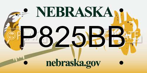 P825BB Nebraska License Plate