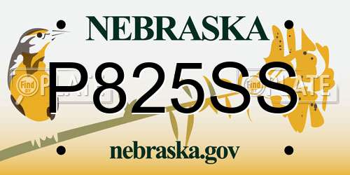 P825SS Nebraska License Plate