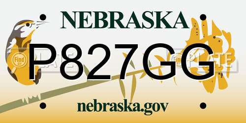 P827GG Nebraska License Plate