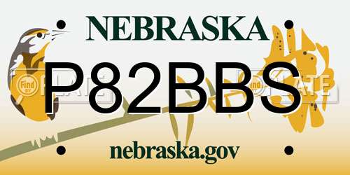 P82BBS Nebraska License Plate