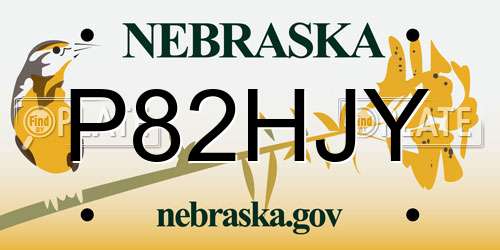 P82HJY Nebraska License Plate