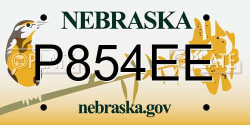 P854EE Nebraska License Plate