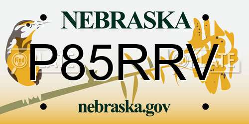 P85RRV Nebraska License Plate