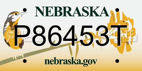 P86453T Nebraska License Plate