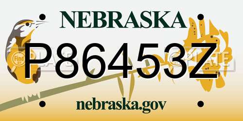 P86453Z Nebraska License Plate