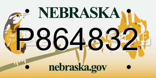 P864832 Nebraska License Plate