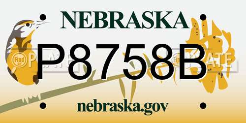 P8758B Nebraska License Plate