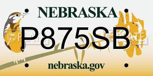 P875SB Nebraska License Plate