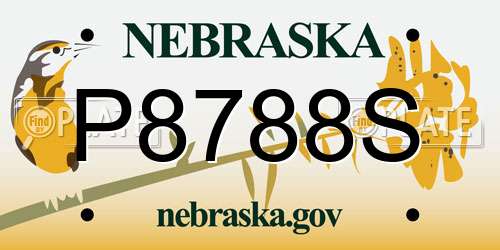 P8788S Nebraska License Plate