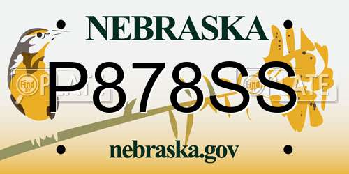 P878SS Nebraska License Plate