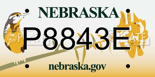 P8843E Nebraska License Plate