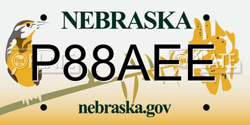 P88AEE Nebraska License Plate