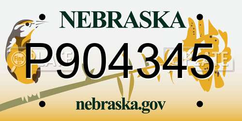 P904345 Nebraska License Plate