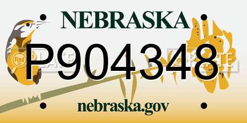 P904348 Nebraska License Plate
