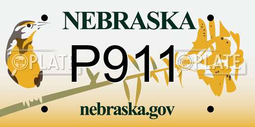 P911 Nebraska License Plate
