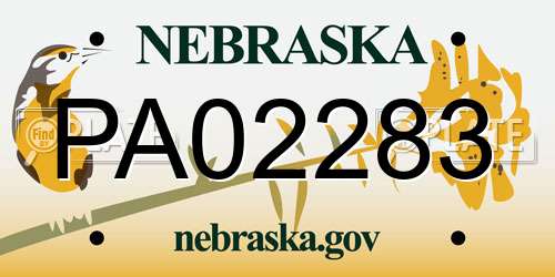 PA02283 Nebraska License Plate