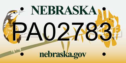 PA02783 Nebraska License Plate