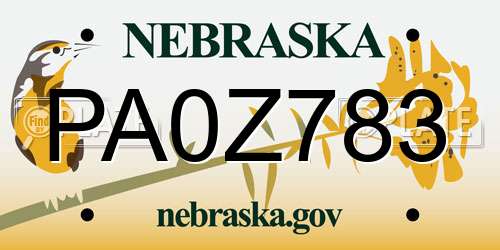 PA0Z783 Nebraska License Plate