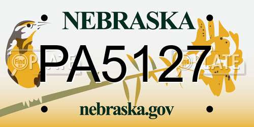 PA5127 Nebraska License Plate