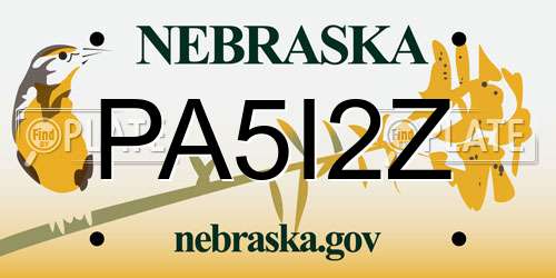 PA5I2Z Nebraska License Plate
