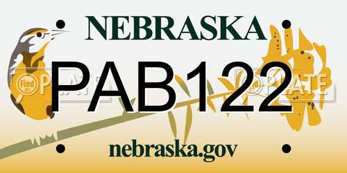 PAB122 Nebraska License Plate