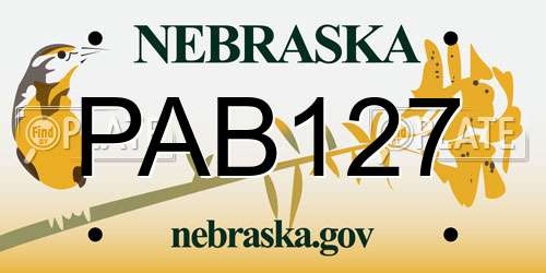 PAB127 Nebraska License Plate