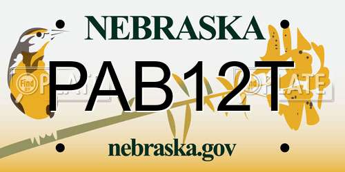 PAB12T Nebraska License Plate