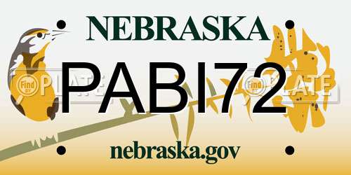 PABI72 Nebraska License Plate