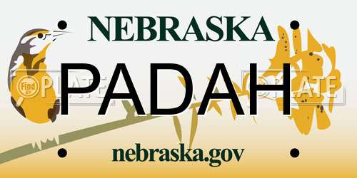 PADAH Nebraska License Plate