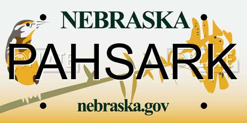 PAHSARK Nebraska License Plate