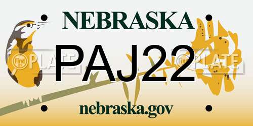 PAJ22 Nebraska License Plate